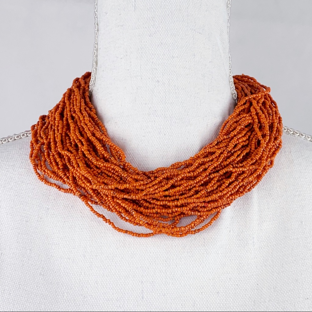 Bali Bead Orange Multi Bead Statement Necklace - image 2